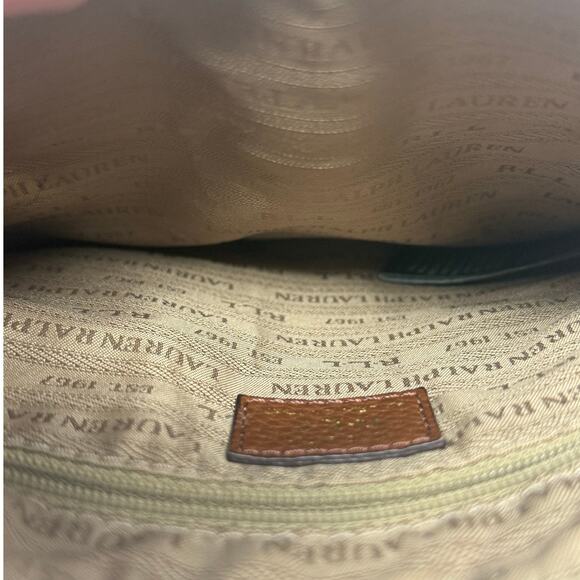 Lauren Ralph Lauren Brown Pebbled Faux Leather Crossbody Bag Gold Accents - Picture 5 of 8